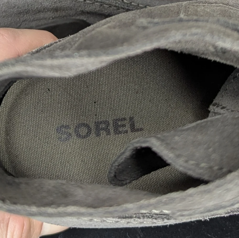 Sorel Women's Evie‎ Lace Up Suede Wedge Ankle Boot Gray Size 6.5